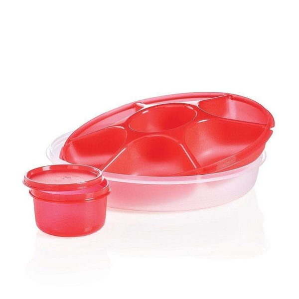 Tupperware Serving Center Set with red top